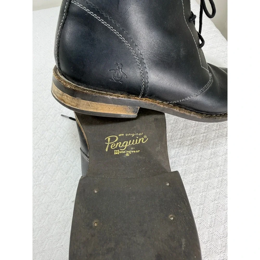 Original Penguin Hank OP Mens Black Leather Chukka‎ Boots Size 10.5 OP100142